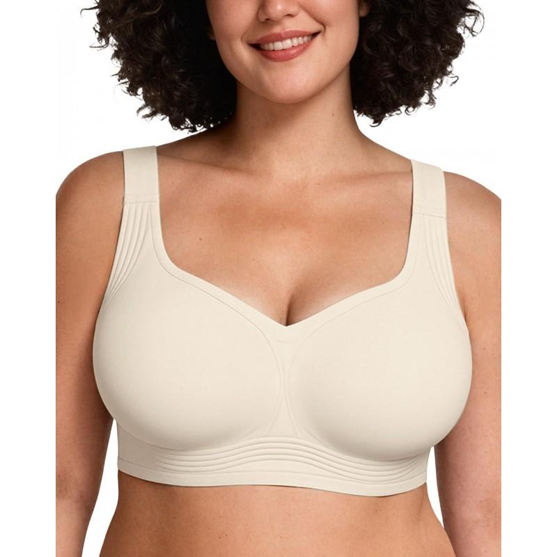 LetsJoli Womens Wireless Full Coverage Bra Comfort Push Up Seamless Plus Size Everyday