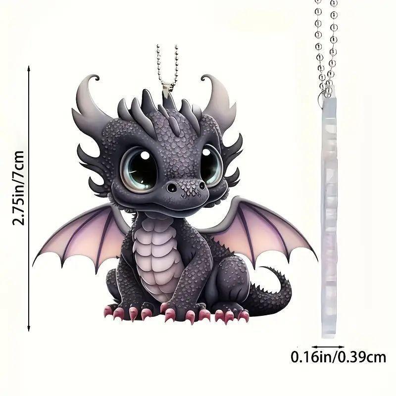 

Декоративный розовый акриловый брелок для автомобиля в виде крылатого черного дракона для привлекательного стиля интерьера