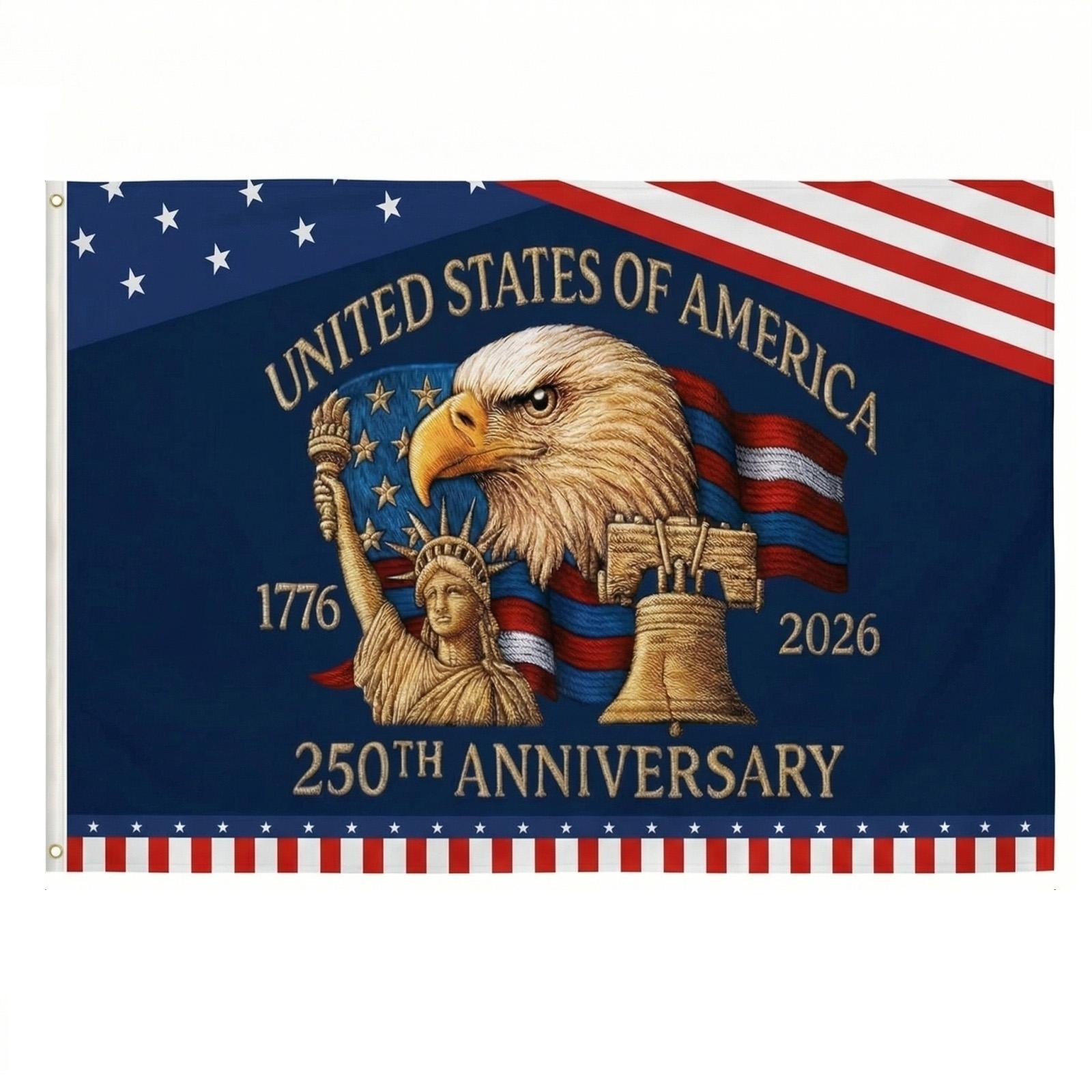 250th Anniversary Independence Day Flag, American Commemorative Banner S тёмно-синий