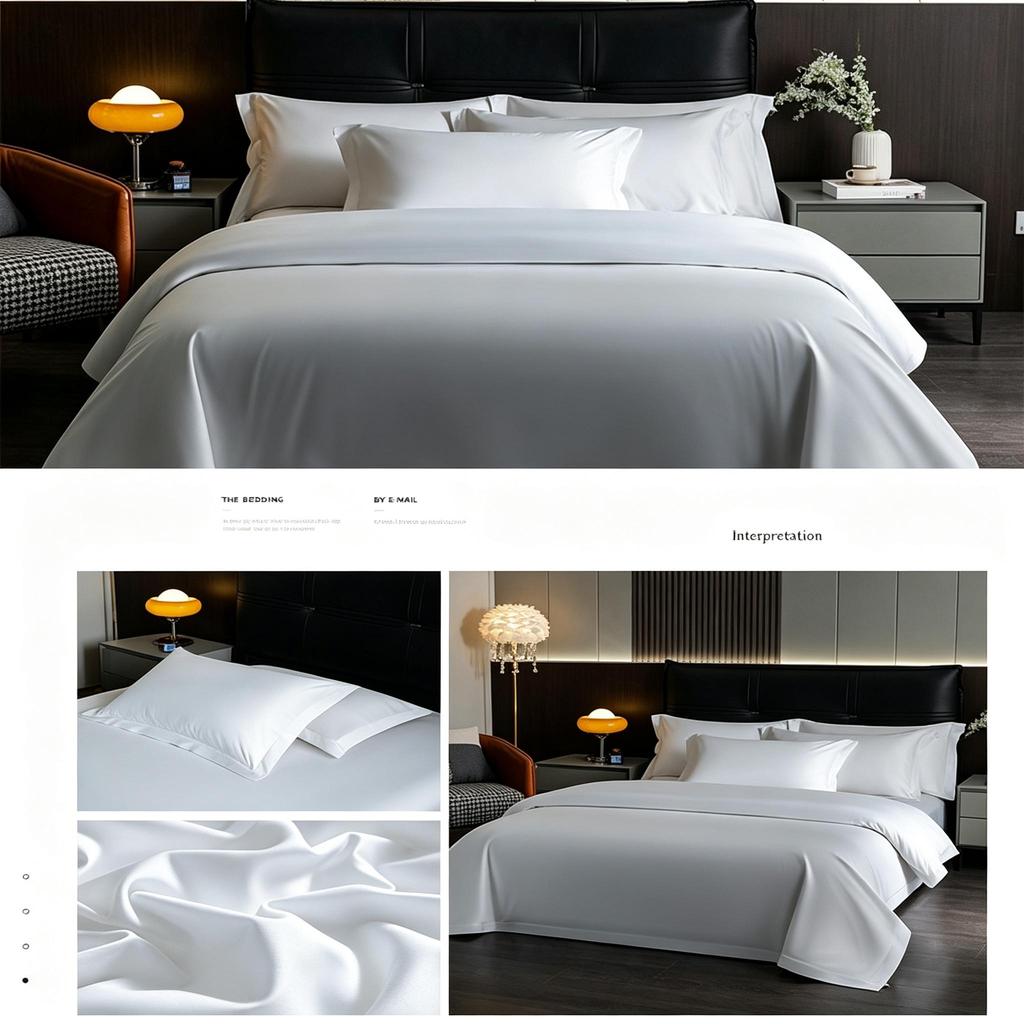 White Cotton Sateen Bedding Set Hotel Style 60S Soft Duvet Cover Sheet All Season