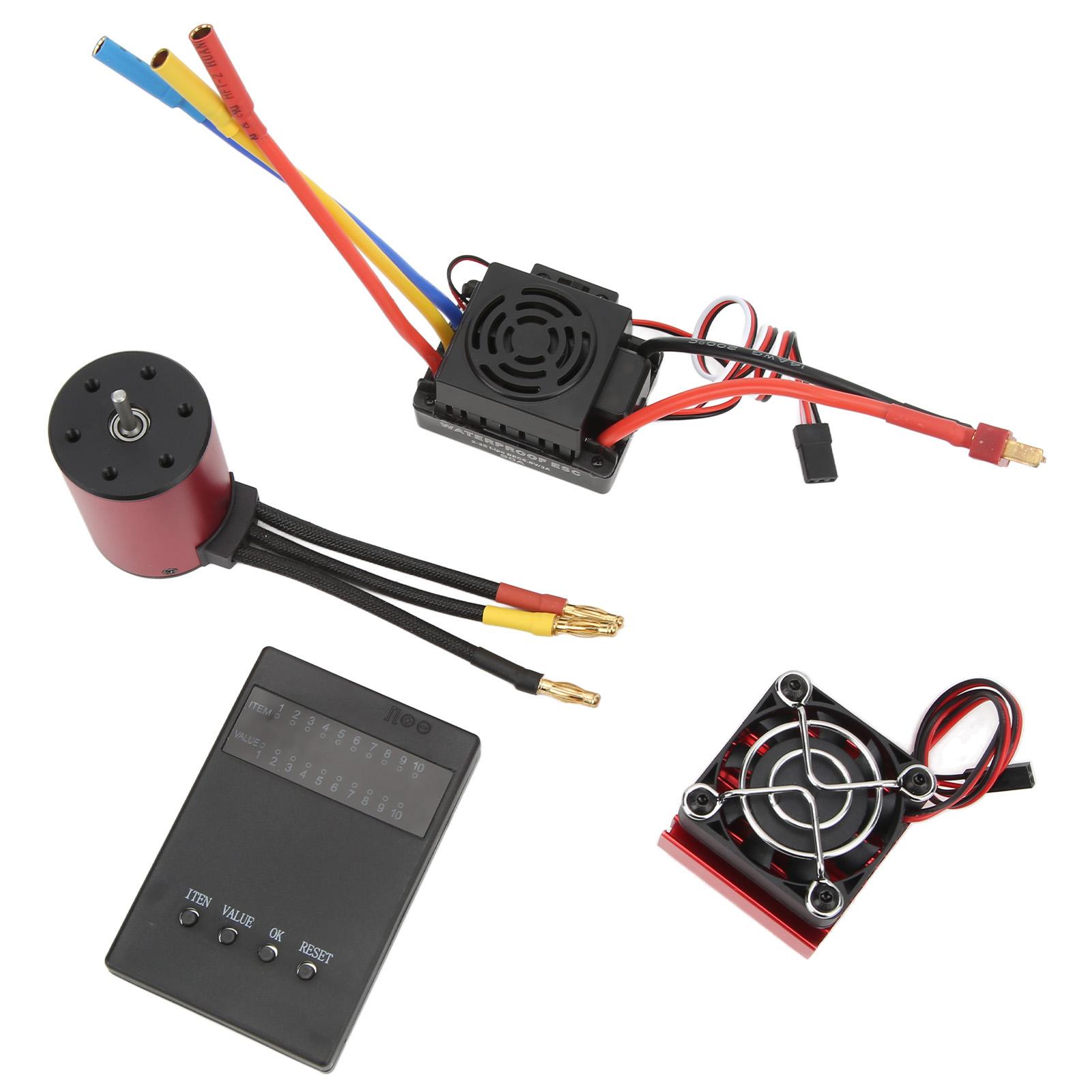 

S3650 2300KV Waterproof Brushless Motor 60A Brushless ESC Motor Cooling Fan ESC Programming Card Set for 1/10 RC Car
