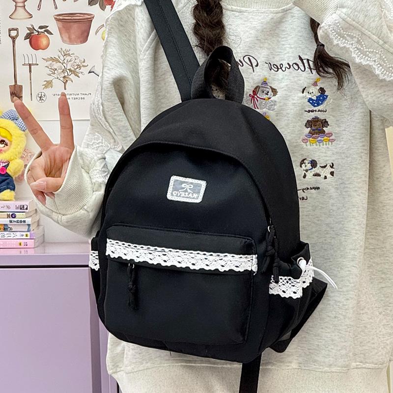 Schoolbag1011 junior high school girls lace large capacity high school backpack travel simple schoolbag lightweight backpack