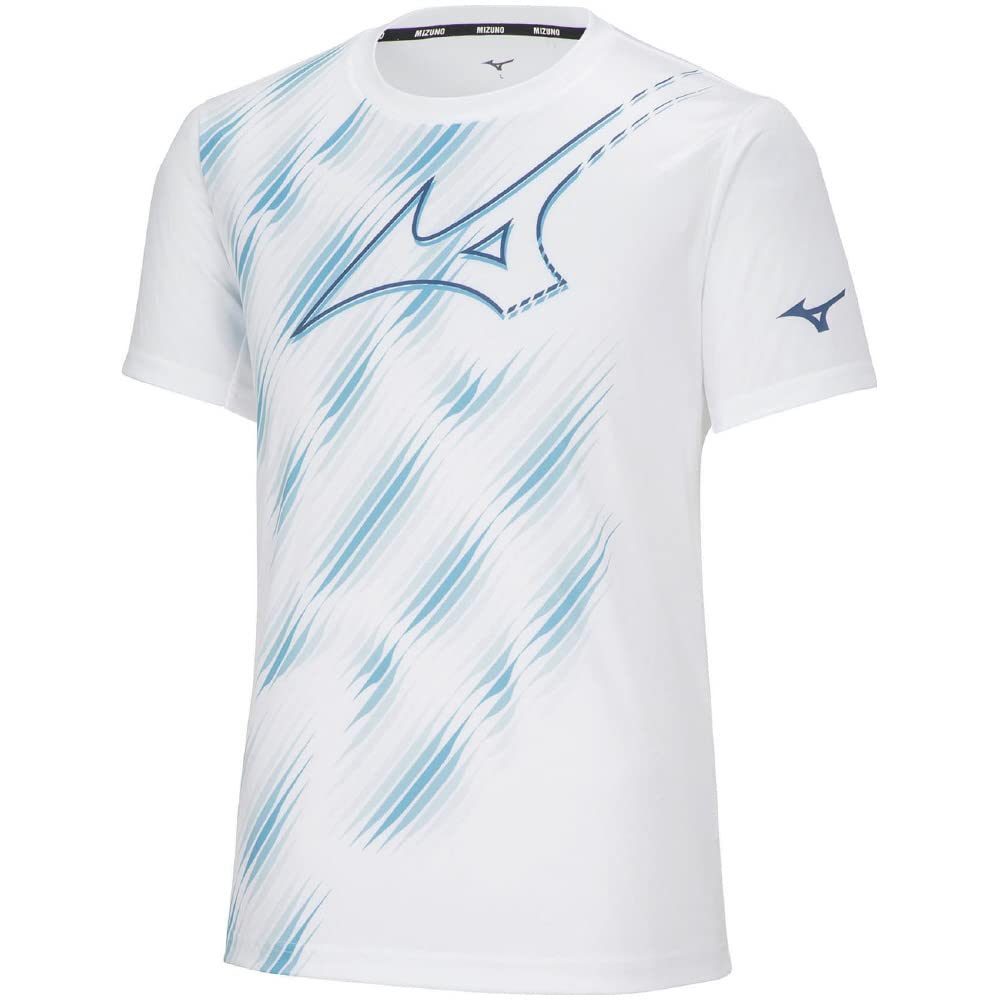 

Tennis Wear RB Practice Shirt Short Sleeve Sweat Absorbent Quick Drying 62JAAZ11 Turquoise S [Mizuno] White/Blue