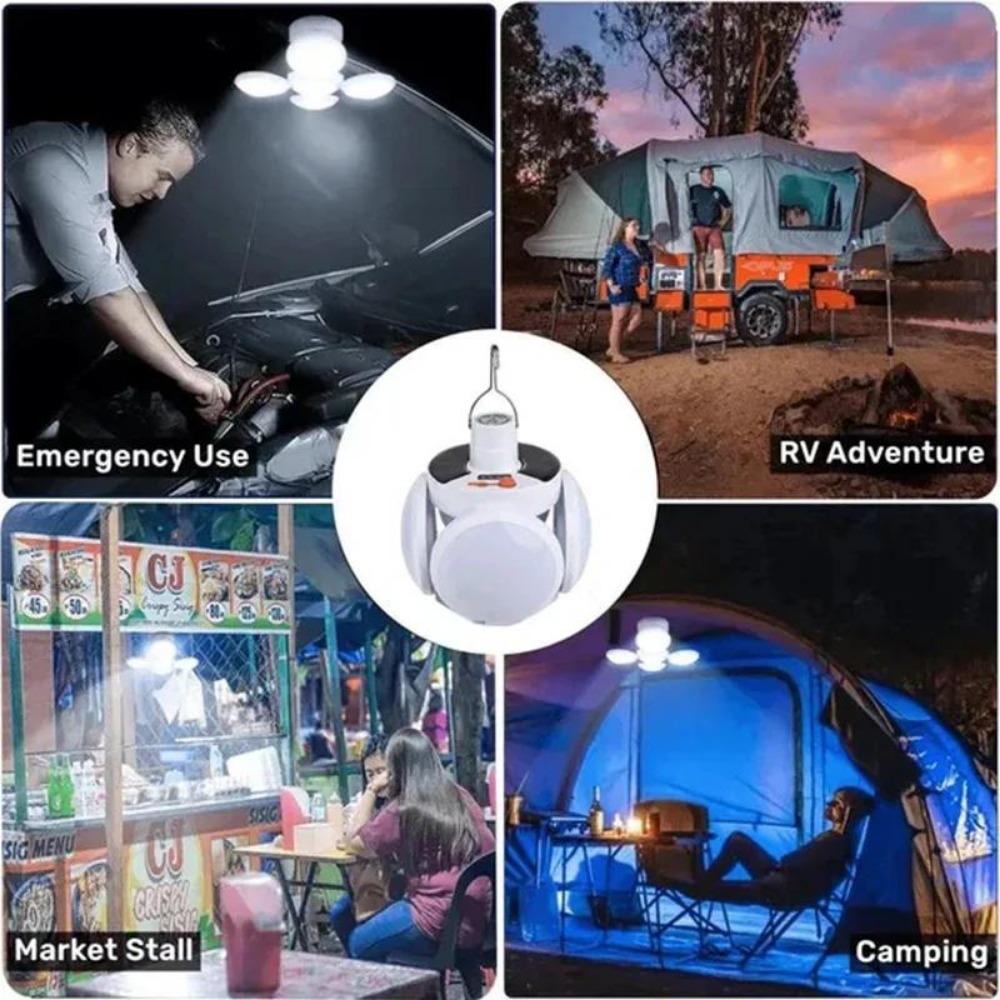 Přenosná solární kempingová lucerna USB dobíjecí venkovní stanová lampa skládací LED žárovky fotbalového míče se závěsným hákem rybářská lucerna