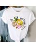 Colorful Pineapple Art Printed Wounisex's Summer Fashion Versatile T-Shirt Short Sleeve Pattern Casual O-Neck Wounisex's Basic Top T-S
