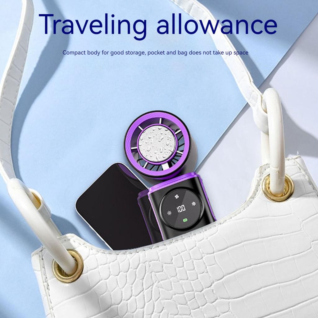 Portable Handheld Fan with Ice Cooling Rechargeable Personal Fan 3600mAh Small Essentials for Women Beach Travel Vacation