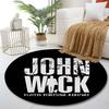 Round Rug John Wick Grunge Typography Silhouette Dog Fortis Fortuna Adiuvat Movie Circular Rug for Man Cave Wall Decor