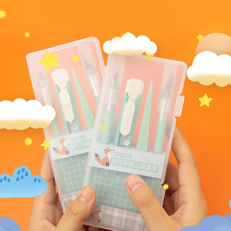 Komplettes DIY Scrapbooking Werkzeugset mit Stiften, Schnitzmessern, Pinzetten und Schneidematten – Nicht einziehbarer Griff für den täglichen Gebrauch