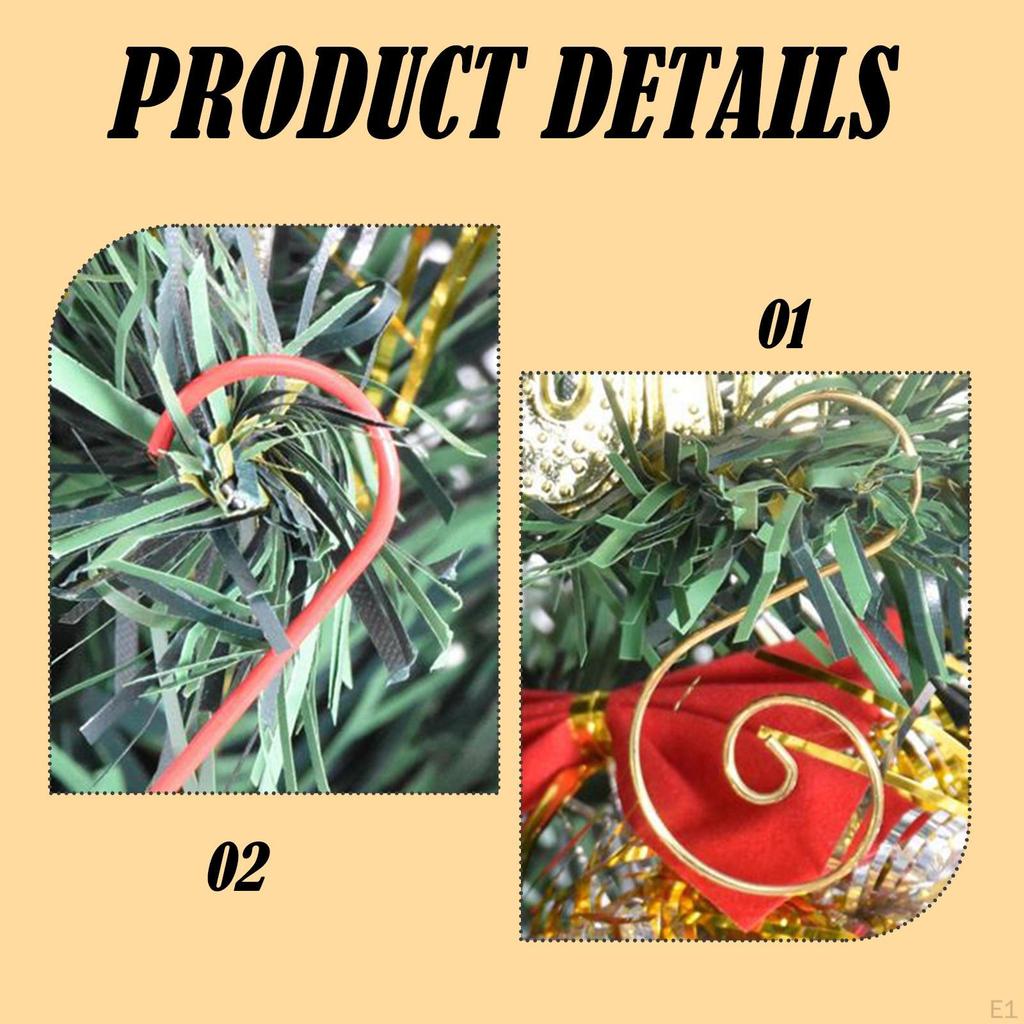 80x Christmas Ornament Hooks Hangers Decor Easy To Use Metal Multifunctional