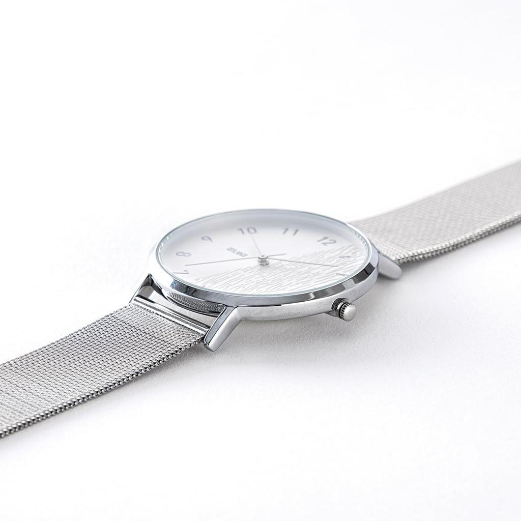 KLON CONNECTION HALFGRAIN LATTER 38mm Watch with Silver Shell and Mesh Wood Grain Stylish -SILVER MESH- Watch, Christmas/Holiday Strap, Finish,