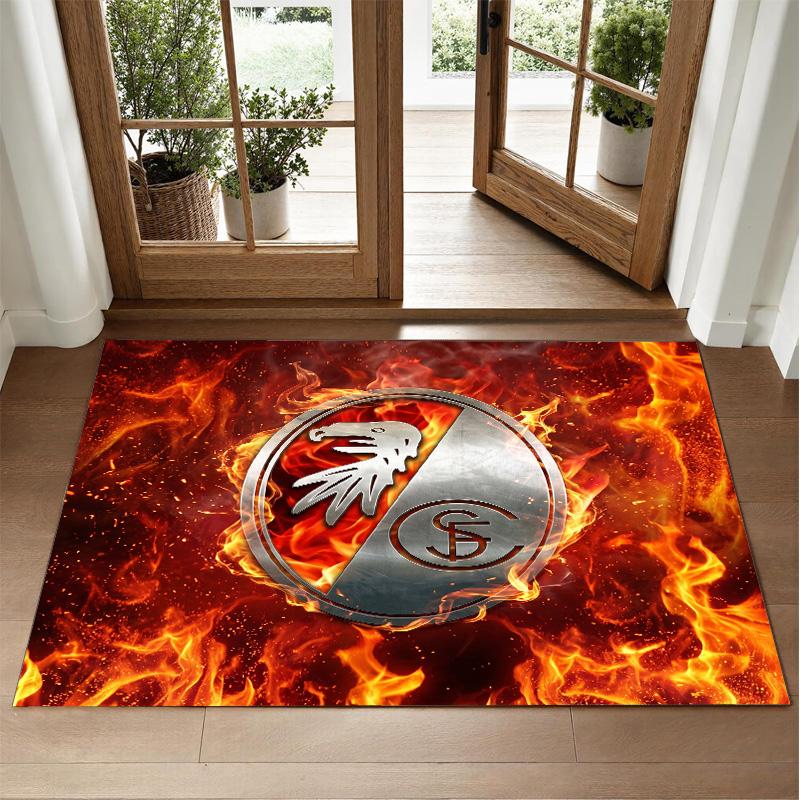SC Freiburg FC Design Crystal Velvet Rug Soft Decorative Mat for Bedroom Entrance