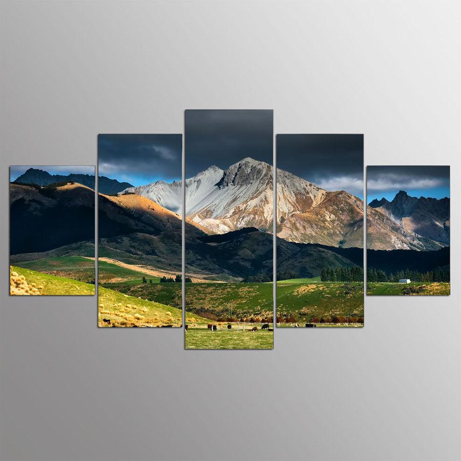 

Новая Зеландия Горный Пейзаж Фреска 5 шт. Настенное Искусство Принт Холст Плакат Фотографии Картины Домашний Декор Украшение Гостиной 20x35cm*2 20x45cm*2 20x55cm*1
