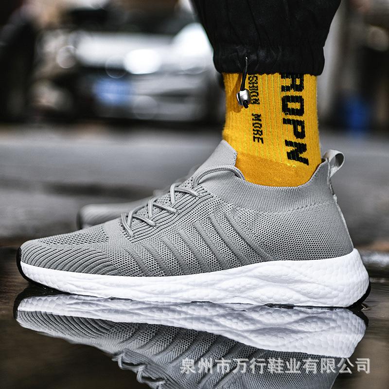 

2025 summer new flying woven breathable sports shoes hollowed out lightweight casual sports men s shoes outdoor soft sole lightweight tide 46 серый
