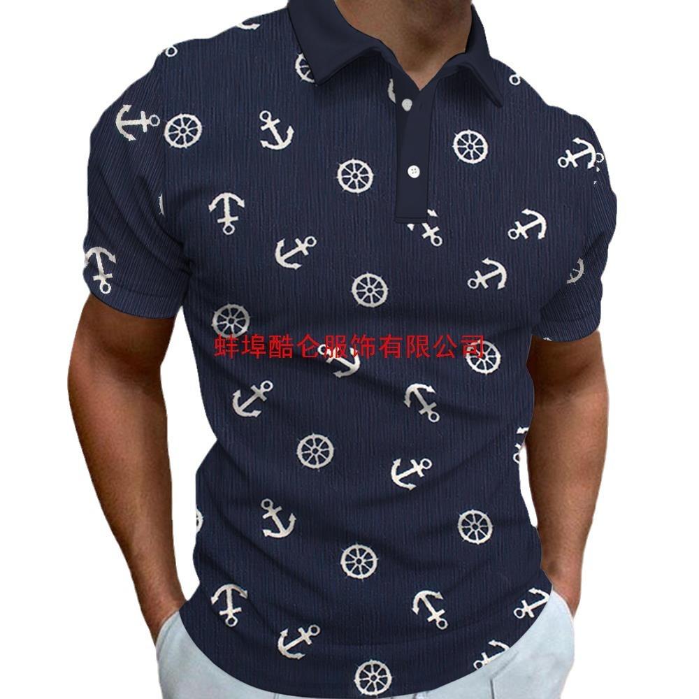 Short Sleeve Polo with Crown & Heart Print, Stylish Casual Top