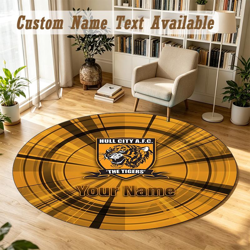 Round Rug Custom NameHull FC Pattern Non Slip Carpet Home Floor Decor