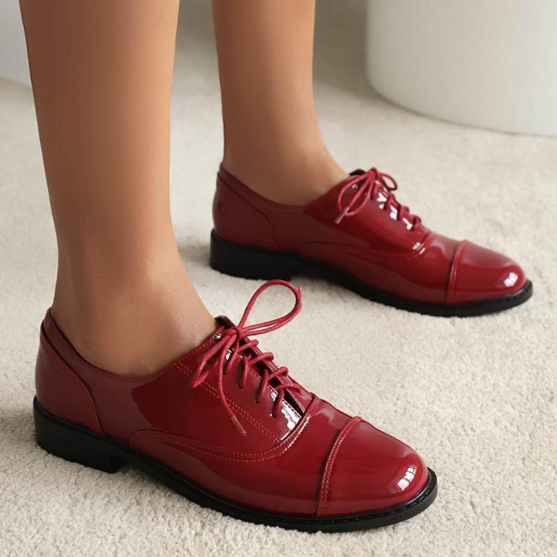 Bequeme Damen Low Heels Loafers Oxfords Schuhe Schnürschuhe Schwarz Rot Party Hochzeit Büro Schuhe Damenschuhe Große Größe 45