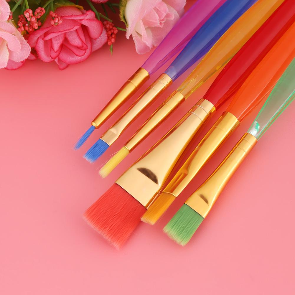 6 Pcs Paint Brush Set, Colorful Nylon Hair Paints Artist Pinteboises with Plastic Handle for Body Rock