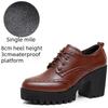 Brogue Damenschnürschuhe im britischen Stil aus Leder mit klobigen Absätzen, High Heels, wasserdichter Plateau-Sohle, runder Spitze, tiefem Ausschnitt