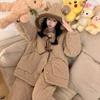 2025 Women's Winter Plush Pajamas Set: Thickened Fleece-Lined, Three-Layer Quilted Home Wear for Autumn/Winter.
