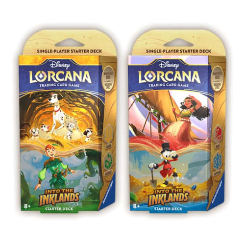 Set of 2 Disney Lorcana TCG Japanese Version Pre-constructed Decks Inkland Exploration (Amber/Emerald) (Ruby/Sapphire)