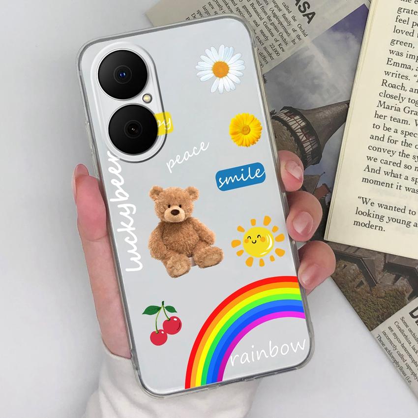 Clear Phone Case For Huawei P40 P50 Enjoy 80 70x Y5 Y6 Y8p Stylish Rainbow Giraffe Pattern Soft Silicone Super Shockproof Shell For Huawei Bumper Capa