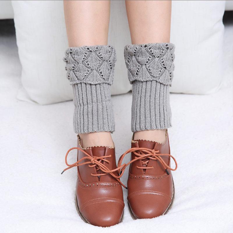 Border Knitted Short Korean Version Winter Women Shoe Covers Foot Covers New Flip Over Scallop Yarn Sock Covers Leg Guards