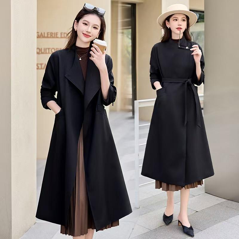 Dlouhý kabát do větrovky pro ženy, jarní a podzimní nový styl, letos oblíbený temperamentní a elegantní kabát