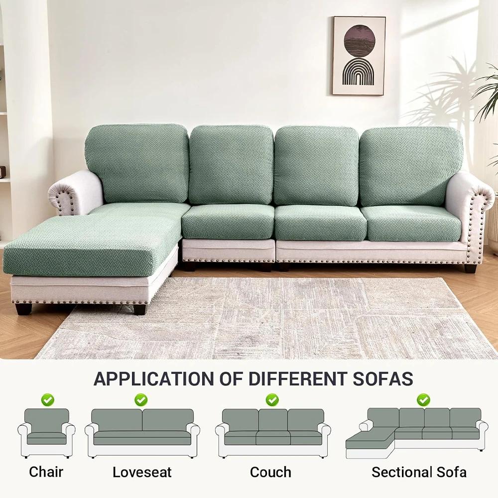 Jacquard Luxury Sofa Covers Elastic Sectional Sofa Seat Case Solid Colors Couch Covers For Sofas Living Room Chaise Lounge Pets