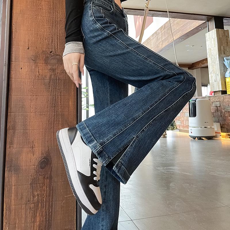 Spring 2025 High-Waisted Retro Micro-Flare Jeans for Women – Slimming, Body-Shaping, with Slits, Stylish Hot Girl Pants