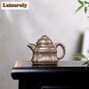160ml Yixing Purple Clay Teapots Handmade Square Bamboo Tripod Pot Raw Ore Section Mud Wood Burning Kettle Infuser Zisha Tea Set