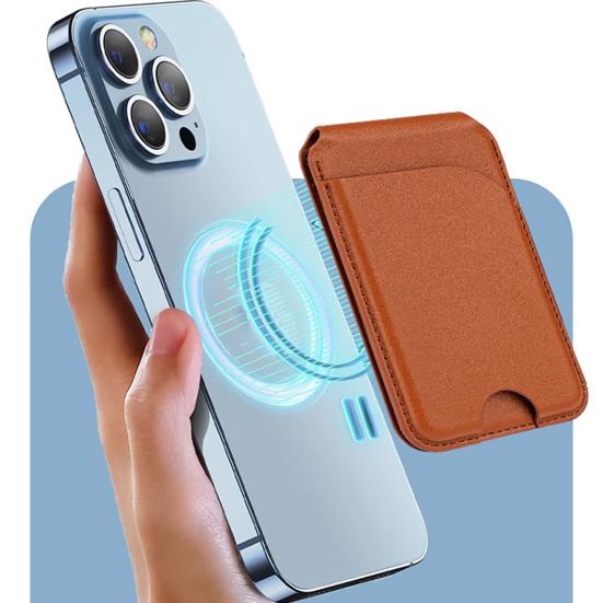 Card Sleeve for iPhone 16/15/14/13/12 for Mag-Safe Wallet Lightweight Magnetic Phone Wallet Faux Leather RFID Blocking Card Holder