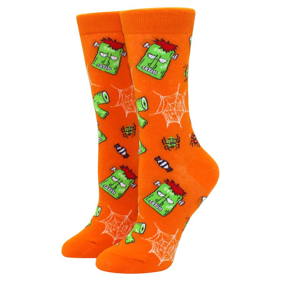 1 Paire de Chaussettes Mi-Mollet Personnalité Chauve-Souris Homme Tête de Mort Femme Araignée Marée Main Sanglante Halloween Femme