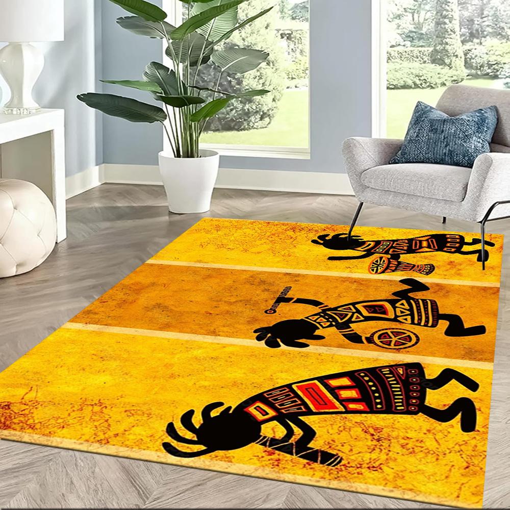 Colorful Kokopelli Dance Floor Mats for Living Room, Bedroom and Room Decoration Are Suitable for Gifts.