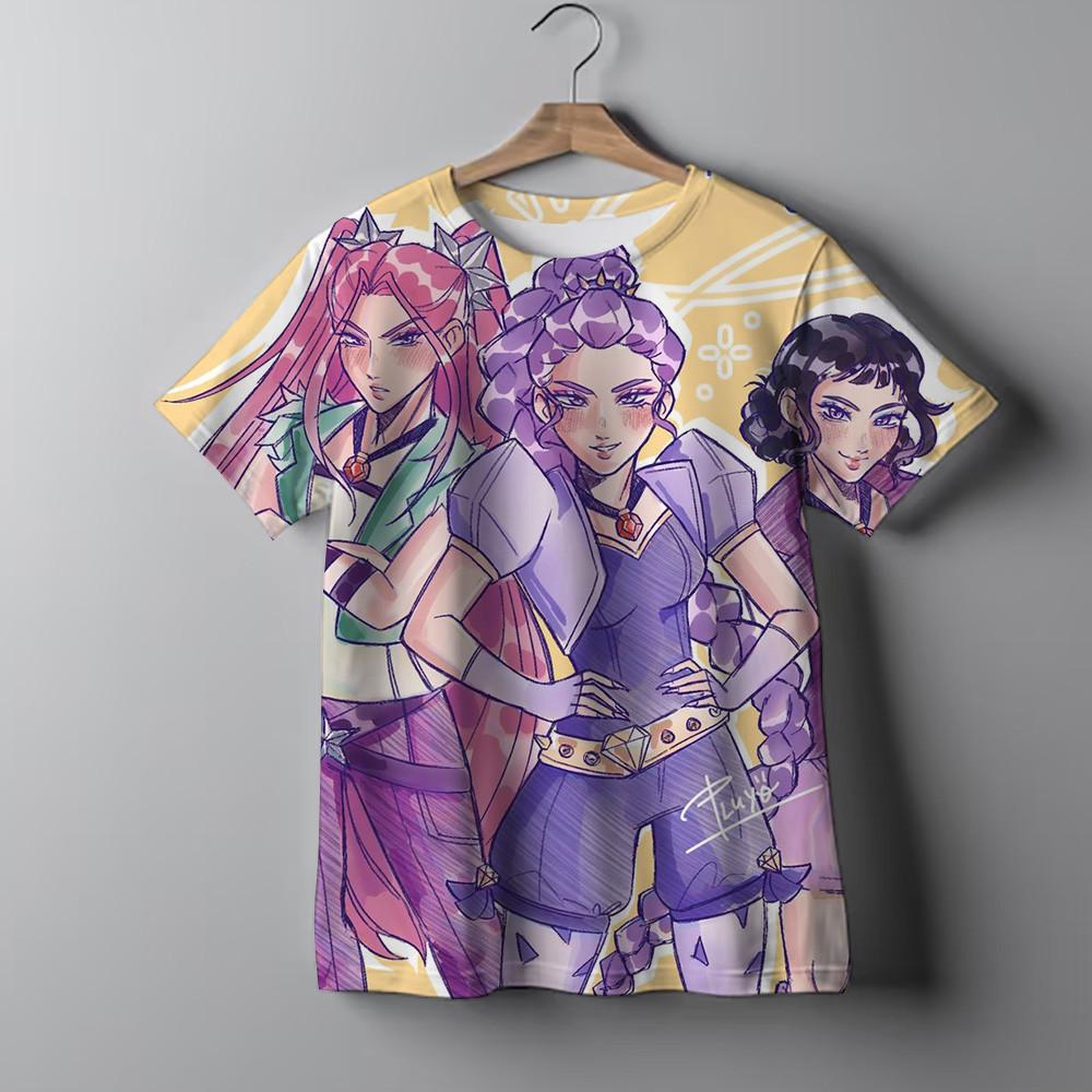 Kpop Demon Hunters Tshirt Summer Animation 3D Printing Kpop witch hunting group Girls/boy Short-sleeved T-shirt