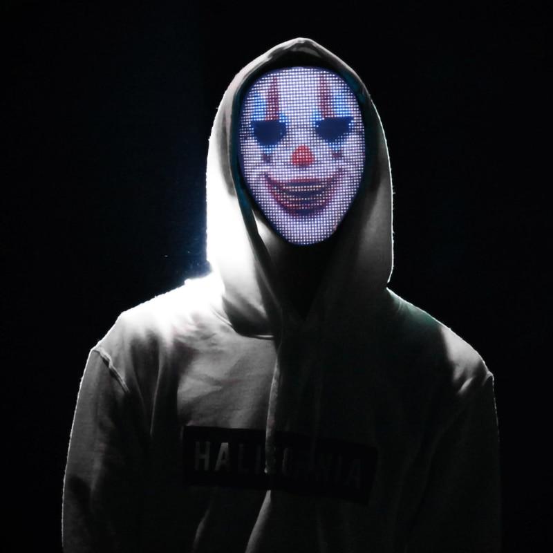 LED Verlicht Masker met Bluetooth Programmeerbaar Doe-het-zelf Aangepast Gepersonaliseerd Halloween Masker Masquerade Feest Cosplay Cool