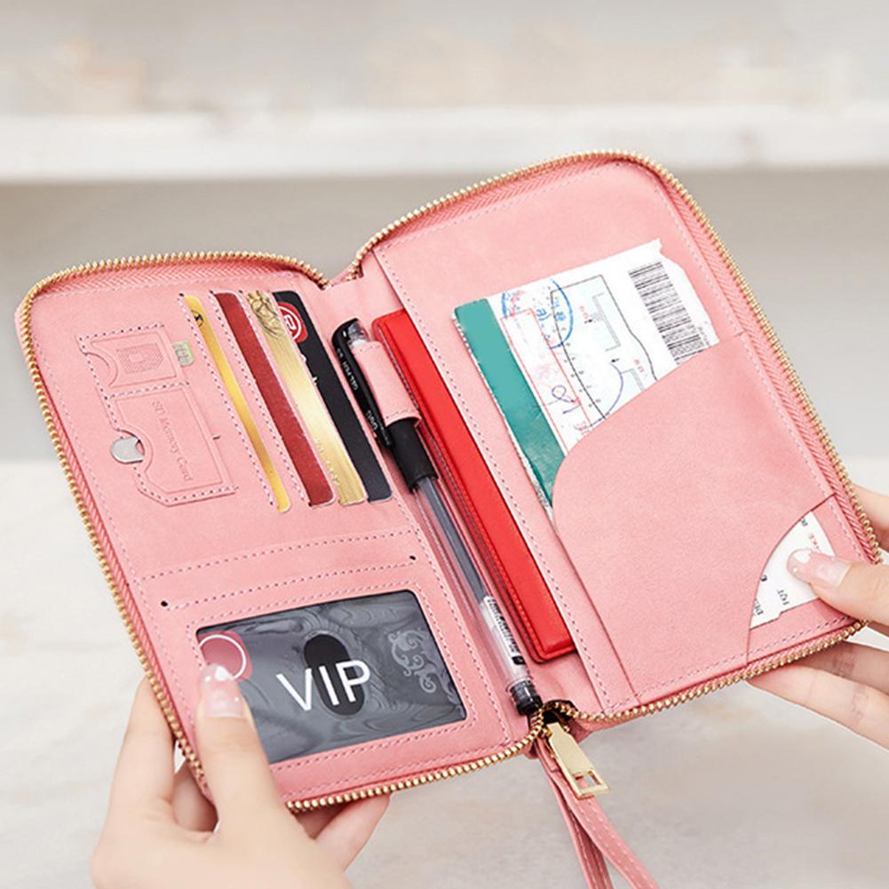 RFID Blocking Passport Holder Covers Case Anti-Theft Travel Wallet Multi-Pockets Zipper Wallet Leather Unisex Travel Accessories