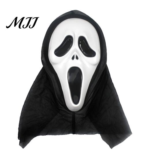 Maschera Fantasma Divertente per Scherzi di Halloween, Maschera Urlante Horror con Cappuccio Accessorio per Costume Casa Infestata, Spaventosa per Feste Cosplay,