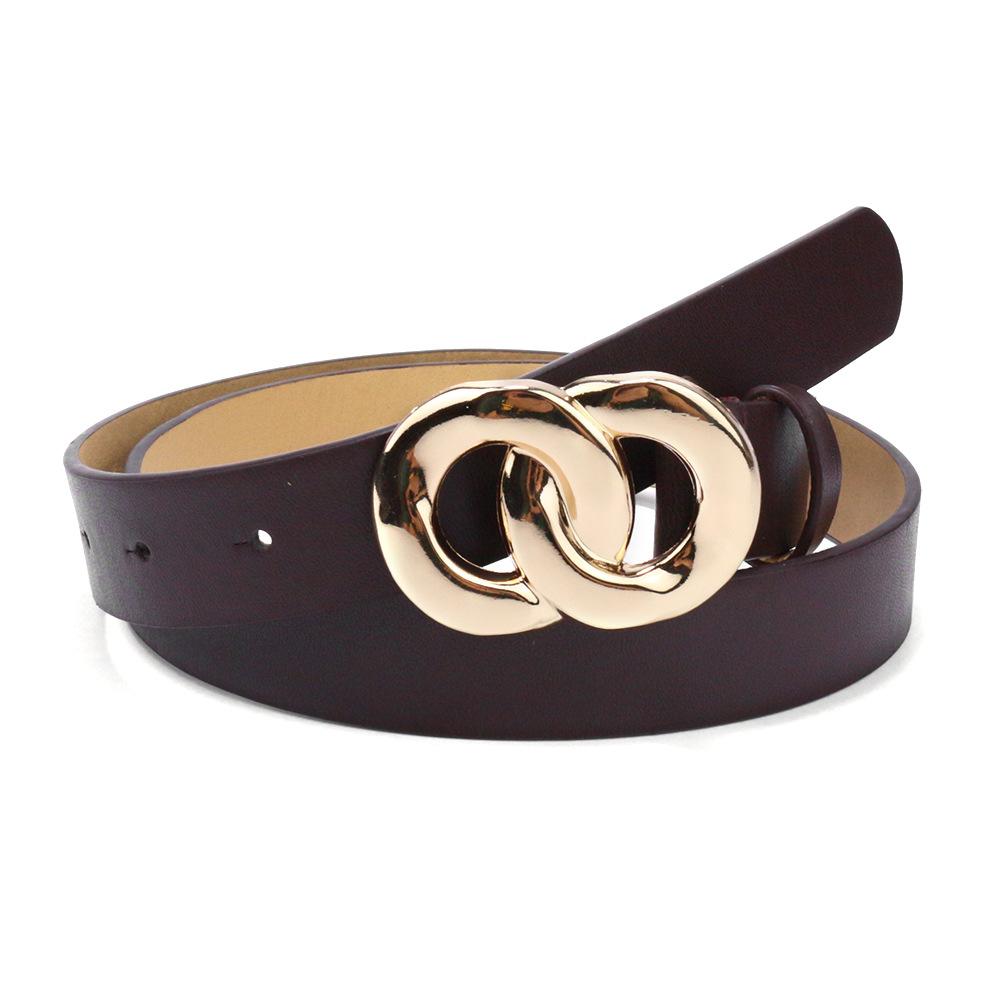 

Женский ремень с пряжкой в виде кольца в гонконгском стиле, декоративная пряжка для джинсов, платье, однотонный женский простой ремень 105cm темно-коричневого