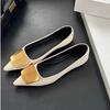 Women Flats 2025 Summer New Solid Color Stylish Lady Flat Heel Shoes Pointed Toe Sky  Female Slipons Leather
