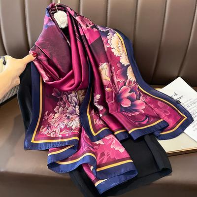 Damen 180*90cm Mode Schöne Weiche Seidenschals Damen Schal Hijab Wickeltuch Foulard Bandana Schal Strand Pareo