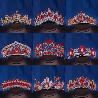 Barok Vintage Prenses Kraliçe Gelin Taç Şapkalar Kristal Tiara Kadınlar Için Düğün Taç Saç Elbise Aksesuarları Takı