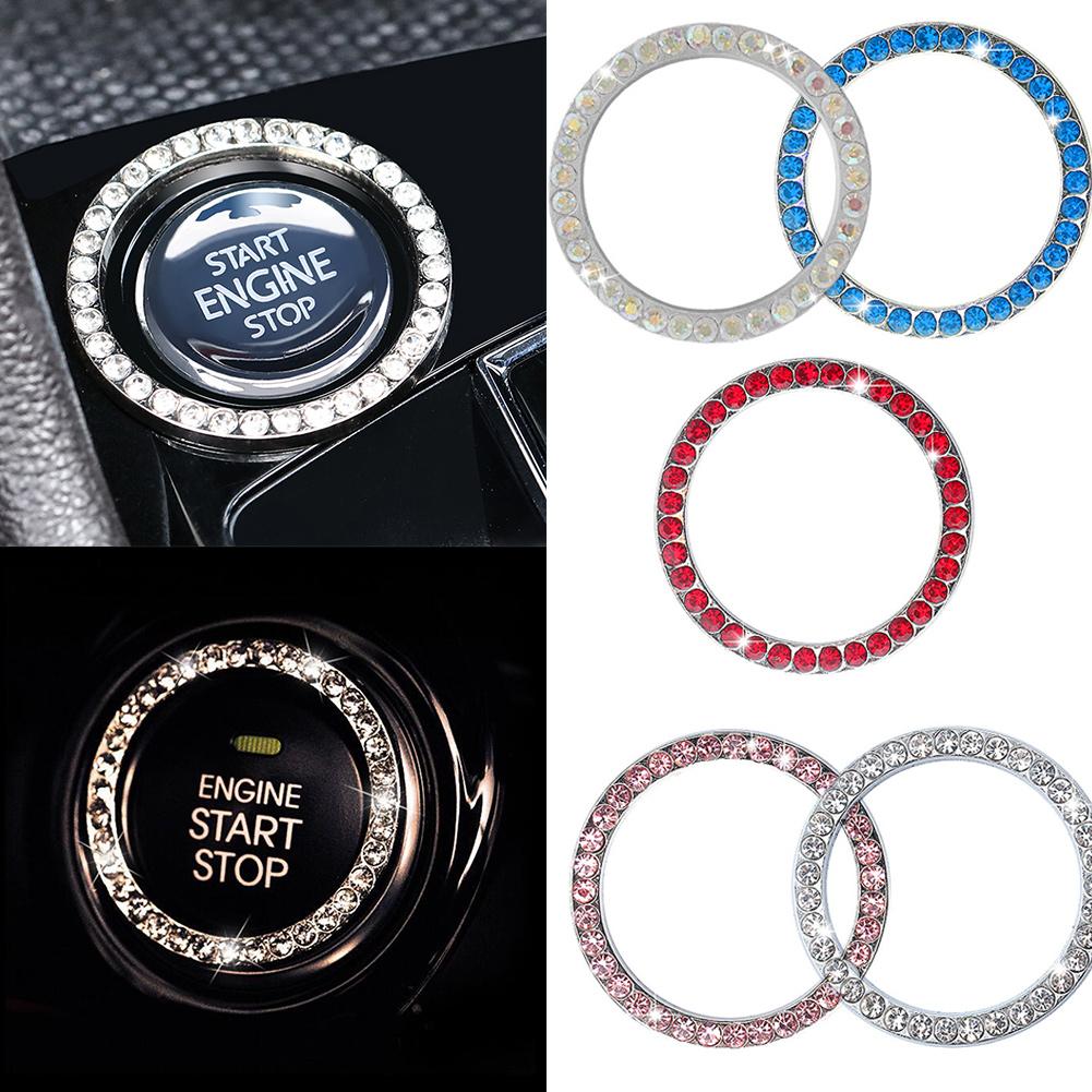 Crystal Engine Ignition Onekey Start Stop Push Button Switch Protective Cover Bling Girls Auto Accessories Car Interior Decor