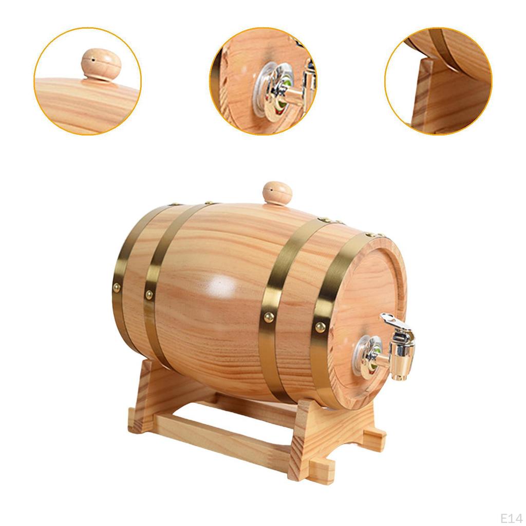 Handcrafted Wooden Barrel Beverage Dispenser with Elegant Stand