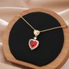 Micro-Inlaid Love Red Zircon Creative, Niche Design Style Cute Fashion Necklace Pendant
