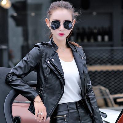 Slim Leather Women's Jacket Short Style New Autumn Slim European and American Cotton Popular Winter Motorcycle PU Leather Jacket