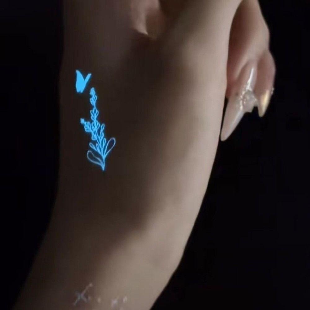 Temporary Luminous Flower Tattoo Sticker Rose Butterfly Floral Fake Tattoos  Beauty Tools