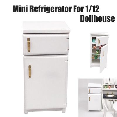 1:12 Mini Dollhouse Furniture Accessories Miniature Kitchen White Refrigerator 2 Door Fridge Living Room Pretend Play Toy