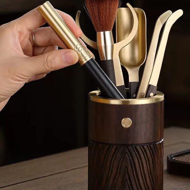 Ebony Solid Wood Six Gentlemen Tea Tool Set