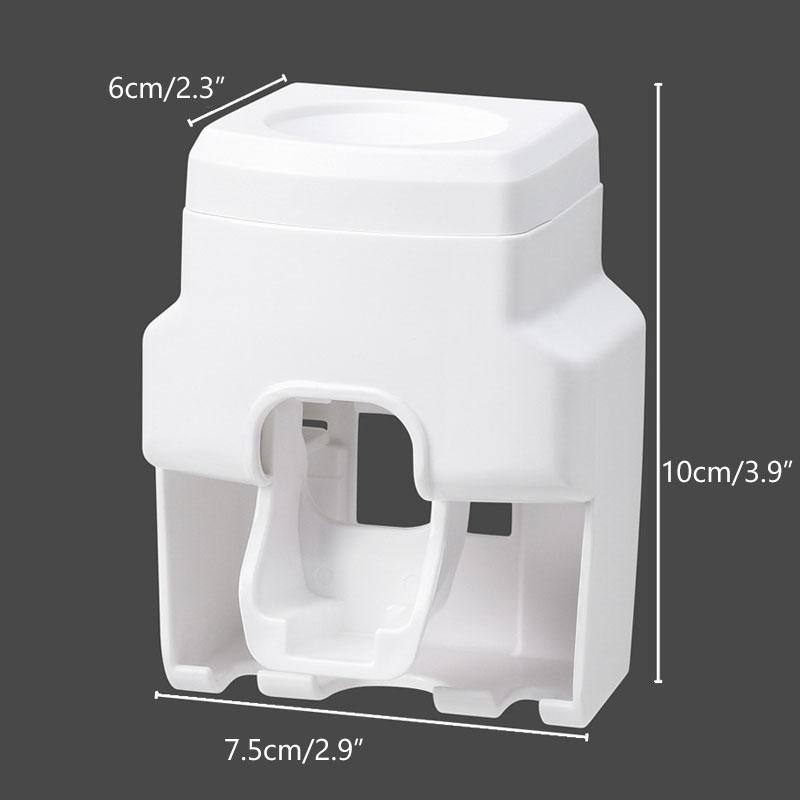 Automatic Toothpaste Dispenser and Small Toothbrush Holder Wall Mount Toothpaste Squeezer for Family Shower Bathroom