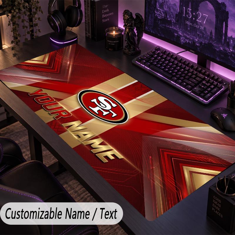 Large Mouse PadSan Francisco 49ers Custom Name Text Personalized Desk Mat Non Slip Gaming Pad